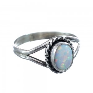 Native American Navajo Sterling Silver White Opal Ring Size 7-1/4 AX126135