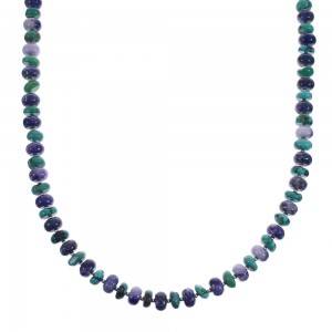 Native American Turquoise and Charoite Sterling Silver Bead Necklace JX126967