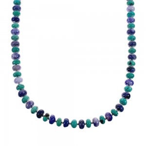 Native American Turquoise and Sugilite Sterling Silver Bead Necklace JX126886