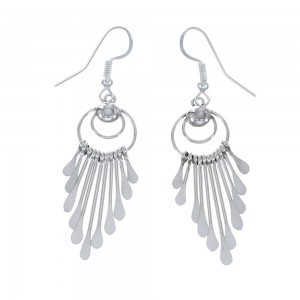 Native American Genuine Sterling Silver Hook Dangle Earrings JX126820