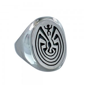 Authentic Sterling Silver Man In The Maze Navajo Ring Size 12-3/4 AX126208