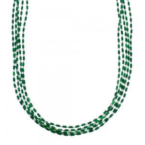 Hand Strung Liquid Silver 5-Strand Malachite Necklace JX126255