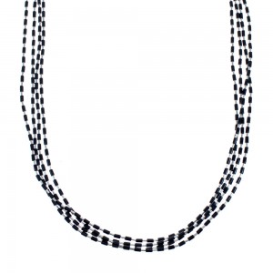 Hand Strung Liquid Silver 4-Strand Onyx Necklace JX126256