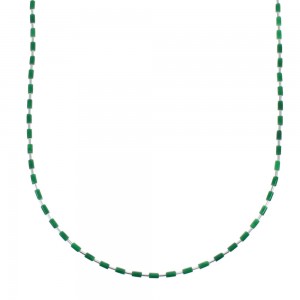 Genuine Sterling Silver Malachite Bead Necklace JX126783