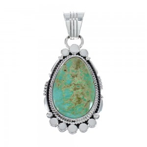 Native American Navajo Genuine Sterling Silver And Turquoise Pendant AX127451