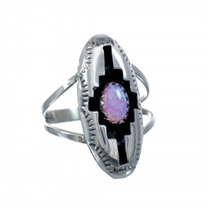 Navajo Sterling Silver Pink Opal Ring Size 9-1/4 AX127520