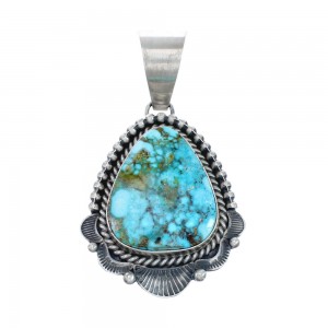 Authentic Sterling Silver Kingman Turquoise Navajo Pendant AX127926