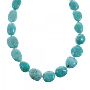 Native American Sterling Silver Turquoise Bead Necklace AX128004