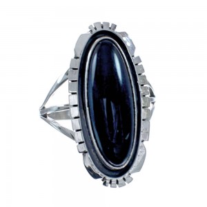 Native American Onyx Sterling Silver Ring Size 6-1/4 JX129536