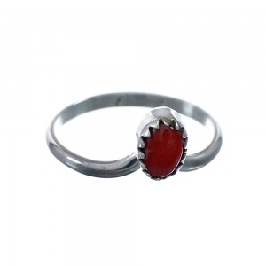 Native American Coral Genuine Sterling Silver Ring Size 5 AX128605