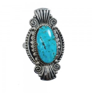 Native American Sterling Silver Turquoise Ring Size 11 AX128634