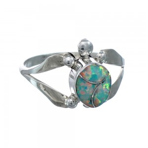 Native American Zuni Opal Sterilng Silver Turtle Ring Size 7-3/4 AX128471