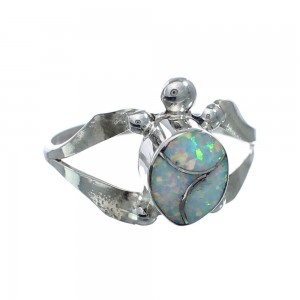 Native American Zuni Opal Sterilng Silver Turtle Ring Size 7 AX128479