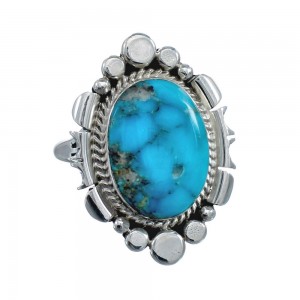Native American Sterling Silver Turquoise Hand Crafted Ring Size 9-3/4 AX128540