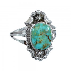 Native American Turquoise Sterling Silver Navajo Ring Size 8 AX128528