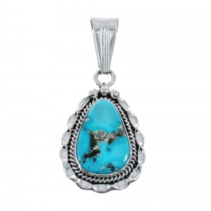 Turquoise Authentic Sterling Silver Navajo Pendant AX128872