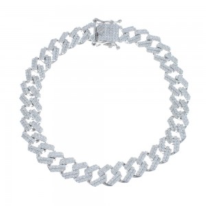 Sterling Silver Cubic Zirconia Chain Bracelet JX128543