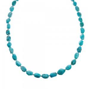 Southwest Sterling Silver Turquoise Bead Necklace JX128591