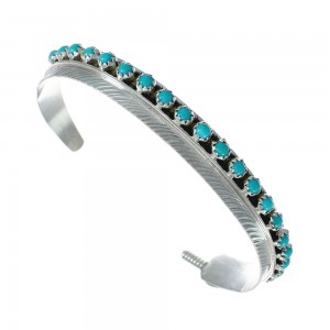 Navajo Turquoise Multistone Sterling Silver Leaf Cuff Bracelet JX128691