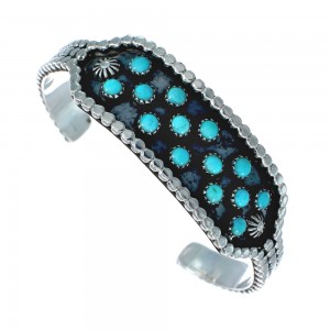 Navajo Turquoise Multistone Sterling Silver Cuff Bracelet JX128684