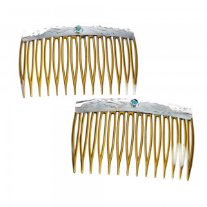 Native American Sterling Silver Turquoise Hair Combs JX128989