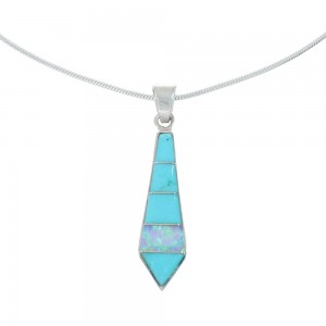 Sterling Silver Turquoise And Opal Inlay Southwestern Italian Snake Chain Necklace Set AX129033