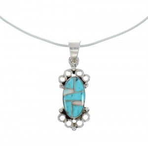 Sterling Silver Turquoise And Opal Inlay Southwestern Italian Snake Chain Necklace Set AX129062