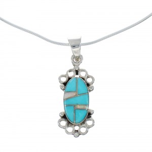 Sterling Silver Turquoise And Opal Inlay Southwestern Italian Snake Chain Necklace Set AX129064