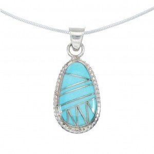 Southwest Turquoise Inlay Sterling Silver Snake Chain Necklace Set JX129198