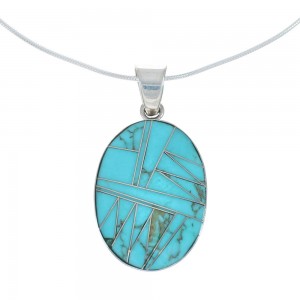 Southwest Turquoise Inlay Sterling Silver Snake Chain Necklace Set JX129199