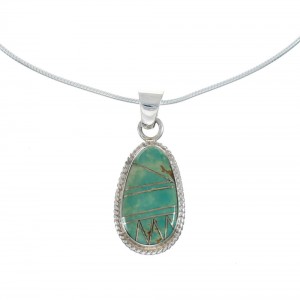 Southwest Turquoise Inlay Sterling Silver Snake Chain Necklace Set JX129202