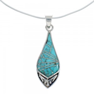 Southwest Turquoise Inlay Sterling Silver Snake Chain Necklace Set JX129200
