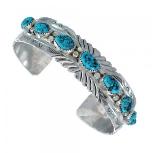 Native American Navajo Turquoise Sterling Silver Cuff Bracelet AX129457