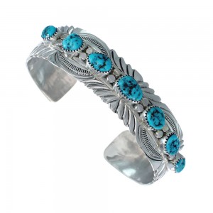 Native American Navajo Turquoise Sterling Silver Cuff Bracelet AX129458
