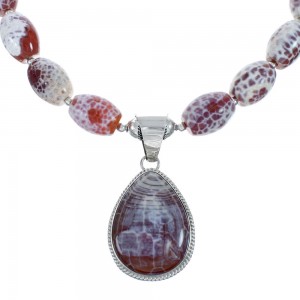 Native American Sterling Silver Heated Jasper Bead Necklace JX129828