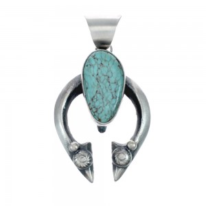 Genuine Sterling Silver Navajo Turquoise Naja Pendant AX129492