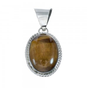 Native American Tiger Eye Sterling Silver Pendant AX129858