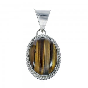 Native American Tiger Eye Sterling Silver Pendant AX129862