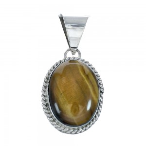 Native American Tiger Eye Sterling Silver Pendant AX129868