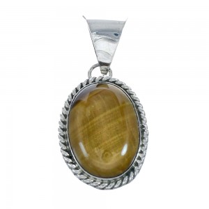 Native American Tiger Eye Sterling Silver Pendant AX129869