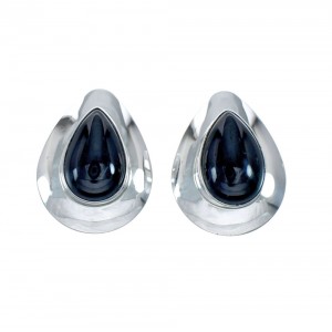 Onyx And Genuine Sterling Silver Post Earrings JX129793