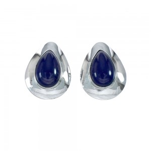 Man Made Lapis And Genuine Sterling Silver Post Earrings JX129799