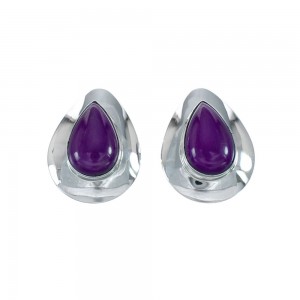 Sugilite And Genuine Sterling Silver Post Earrings JX129802