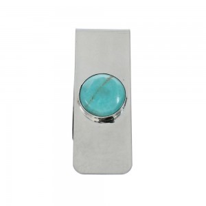 Native American Genuine Sterling Silver Turquoise Money Clip AX129779