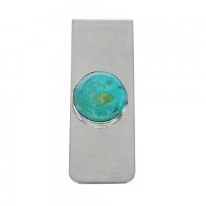 Native American Genuine Sterling Silver Turquoise Money Clip AX129781