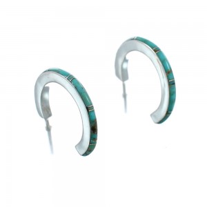 Sterling Silver Southwest Turquoise Post Hoop Earrings JX129636