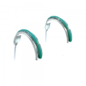 Sterling Silver Southwest Turquoise Post Hoop Earrings JX129632