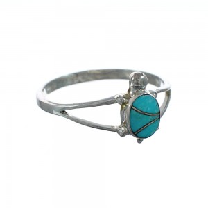 Authentic Sterling Silver Turtle Turquoise Ring Size 5-3/4 JX129640