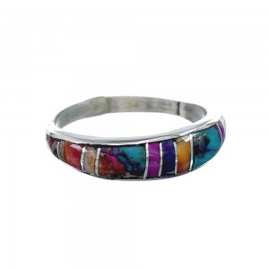 Native American Multicolor Inlay Zuni Ring Size 8-3/4 AX129587