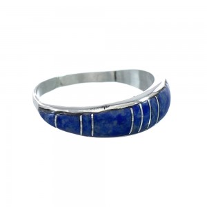 Native American Lapis Inlay Zuni Ring Size 8-3/4 AX129598